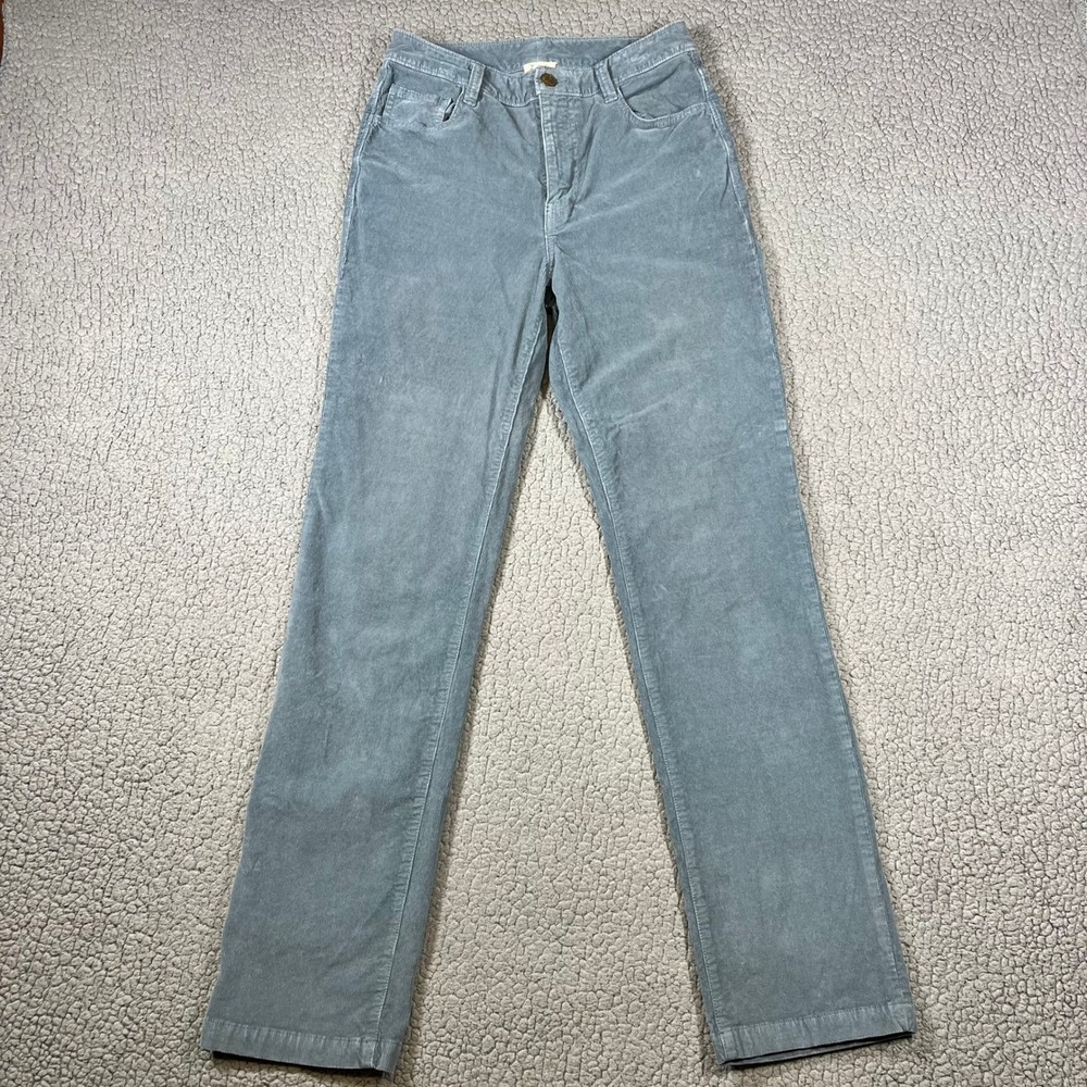 Faherty Corduroy Straight Leg Pants Women 26x30 Blue Gray Organic Cotton Blend
